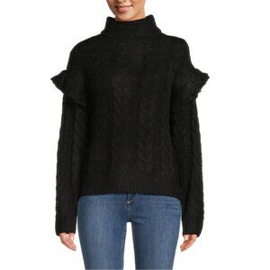 NWT New $278 Joe's Jeans Ruffle Sleeve Cable Knit Turtleneck Sweater Size S